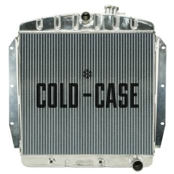 Cold-Case Radiators - Cold-Case Aluminum Radiator - 27" W x 25.7" H x 3" D - Center Inlet - Passenger Side Outlet - Polished - Chevy Truck 1955-59