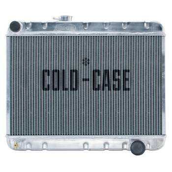 Cold-Case Radiators - Cold-Case Aluminum Radiator - 25.25" W x 20.125" H x 3" D - Driver Side Inlet - Passenger Side Outlet - Without Air Conditioning - Polished - Manual - GM A-Body 1966-67