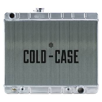 Cold-Case Radiators - Cold-Case Aluminum Radiator - 25.25" W x 20.125" H x 3" D - Driver Side Inlet - Passenger Side Outlet - Without Air Conditioning - Polished - Automatic - GM A-Body 1966-67