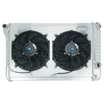 Cold-Case Radiators - Cold-Case Aluminum Radiator and Fan - 32" W x 18.5" H x 3" D - Driver Side Inlet - Passenger Side Outlet - Polished - GM F-Body 1982-92