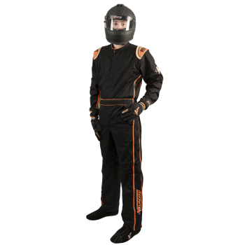 Velocity Race Gear - Velocity 1 Sport Suit - Black/Fluo Orange - Small