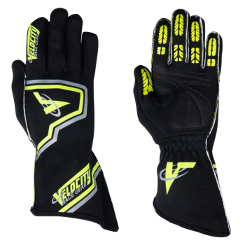 Velocity Race Gear - Velocity Fusion Glove - Black/Fluo Yellow/Silver - XX-Large