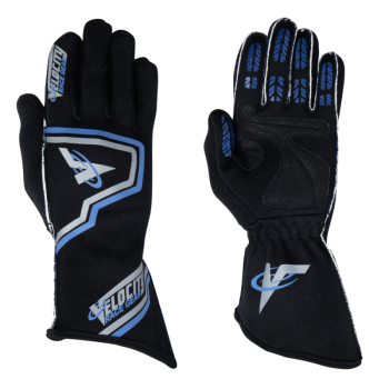 Velocity Race Gear - Velocity Fusion Glove - Black/Silver/Blue - XX-Large