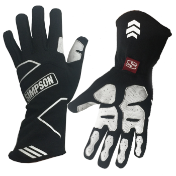 Simpson - Simpson Wheeler Racing Glove - Black / White - Medium