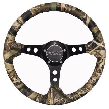Grant Products - Grant Performance and Race Series Steering Wheel - 13-3/4 Diameter - 3-Spoke - Camouflage Vinyl Grip - Aluminum - Black Anodized