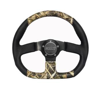 Grant Products - Grant D-Series Steering Wheel - 13-3/4 x 11-3/4" D-Shaped - 3-Spoke - Black / Camouflage Vinyl Grip - Aluminum - Black Anodized