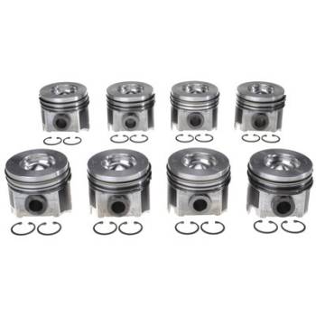 Clevite Engine Parts - Clevite Piston and Ring - Forged - 3.760" Bore - 3.0 x 2.0 x 3.0 mm Ring Groove - Flat - Combustion Chamber - 6.0 L - Ford PowerStroke (Set of 8)