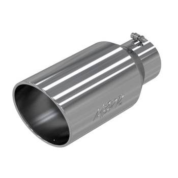 MBRP Performance Exhaust - MBRP Pro Series Performance Gas and Muscle Car Exhaust Tips - Clamp-On - 5" Inlet - 8" Round Outlet - 18" Long - Single Wall - Rolled Edge - Angled Cut - Stainless - Polished