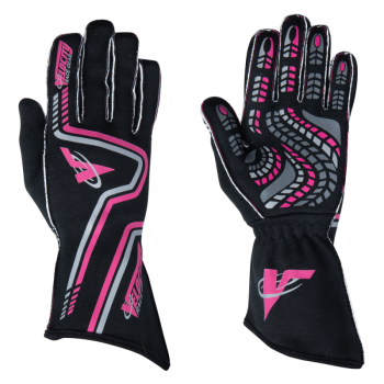Velocity Race Gear - Velocity Grip Glove - Black/Fluo Pink/Silver - X-Large