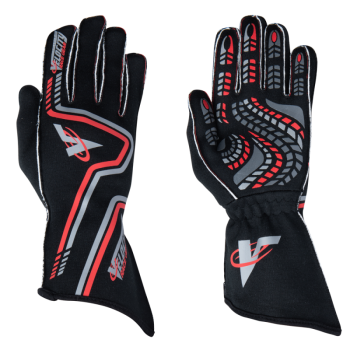 Velocity Race Gear - Velocity Grip Glove - Black/Silver/Red - XX-Large