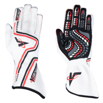 Velocity Race Gear - Velocity Grip Glove - White/Red/Black - Medium
