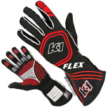 K1 RaceGear - K1 Racegear Flex Nomex Driver's Gloves - Black/Red - Small