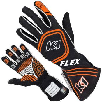 K1 RaceGear - K1 Racegear Flex Nomex Driver's Gloves - Black/Orange - Small