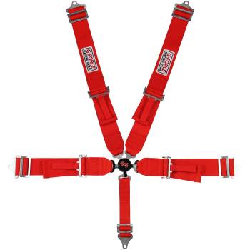 G-Force Racing Gear - G-Force Pro Series Camlock 5 Point Restraint System - Individual Shoulder Harness, Pull-Down Lap Belt - Red