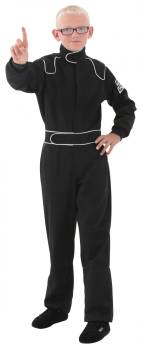 Crow Safety Gear - Crow Junior Single Proban® Layer 1-Piece Suit - SFI-3.2A/1 - Black - Youth Medium (10-12)