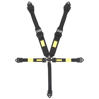 Crow Safety Gear - Crow 5-Way Hex Kam Lock Enduro Quick Change Harness w/ Harness Pads - Aluminum Adjusters - Black Hardware - SFI 16.1 - Black