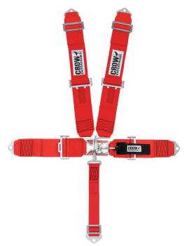 Crow Safety Gear - Crow 5-Way Standard 3" Latch & Link Harness - Stock Car/IMCA Modified - Individual Harness - SFI 16.1 - Red