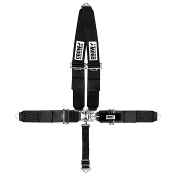 Crow Safety Gear - Crow 5-Way Standard 3" Latch & Link w/ V-Type Shoulder Harness - Drag Racing Door Car - SFI 16.1 - Black