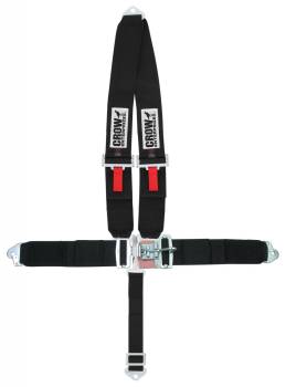 Crow Safety Gear - Crow 5-Way Duck Bill 3" Latch & Link w/ V-Type Shoulder Harness - 55'' Lap Belt - Drag Racing Door Car - SFI 16.1 - Black