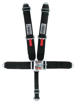 Crow Safety Gear - Crow 5-Way Duck Bill 3" Latch & Link Harness w/ Harness Pads - 55'' Seat Belts - Stock Car/Off-Road - SFI 16.1 - Black