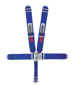 Crow Safety Gear - Crow 5-Way Duck Bill 3" Latch & Link Harness - Big Block/IMCA Modified - 40'' Lap Belt - SFI 16.1 - Blue