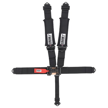 Crow Safety Gear - Crow 5-Way Duck Bill 3" Latch & Link UTV Harness w/ Harness Pads -Aluminum Adjusters - Black Hardware - Stock Car/Off-Road - SFI 16.1 - Black