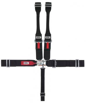 Crow Safety Gear - Crow 5-Way Duck Bill Latch & Link w/ Dog Bone Harness - Sprint Car/Midget/Mini-Micro - 55" Lap Belt w/ Left Side (Only) Pull-Down AdjustSFI 16.1 - Gray