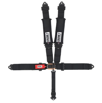 Crow Safety Gear - Crow 5-Way Standard 3" Latch & Link UTV Harness w/ Harness Pads -Aluminum Adjusters - Black Hardware - Stock Car/Off-Road - SFI 16.1 - Black