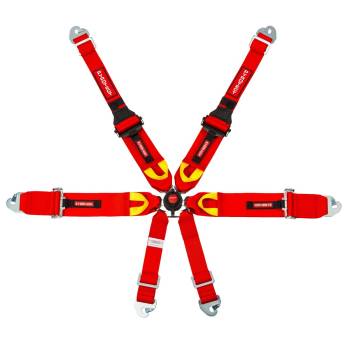 Pyrotect - Pyrotect 6-Point Ultra-Light Camlock Harness - FIA 8853-2016 - 3" Width - Pull Up Adjust - Red
