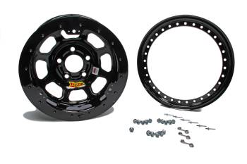 Aero Race Wheel - Aero 33 Series Beadlock Wheel - Black - 13" x 7" - 2" Back Spacing - 4 x 4.25" Bolt Circle - 19 lbs.