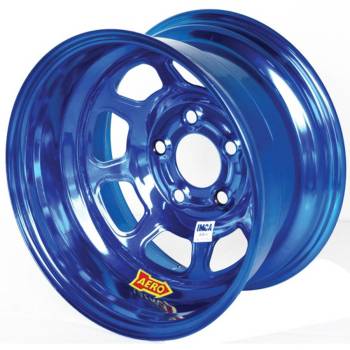 Aero Race Wheel - Aero 52 Series IMCA Rolled Wheel - Blue Chrome - 15" x 8" - 5 x 4.75" - 2" BS - 19 lbs.