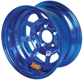 Aero Race Wheel - Aero 52 Series IMCA Rolled Wheel - Blue Chrome - 15" x 8" - 5 x 5" - 2" BS - 19 lbs.