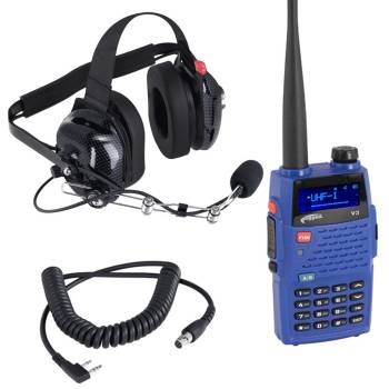 Rugged Radios - Rugged Radios V3 5 Watt Dual Band Handheld Radio Crew Chief Or Spotter Kit With Carbon Fiber Headset