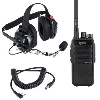 Rugged Radios - Rugged Radios RDH 5 Watt UHF Digital Handheld Radio Crew Chief Or Spotter Kit With Carbon Fiber Headset