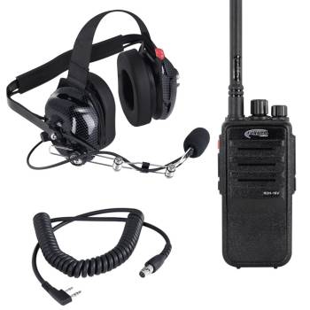 Rugged Radios - Rugged Radios RDH 5 Watt VHF Digital Handheld Radio Crew Chief Or Spotter Kit With Carbon Fiber Headset
