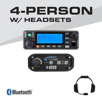 Rugged Radios - Rugged 696 Complete Communication Kit with Digital Mobile Business Band Radio and 4 Over The Head H22-ULT Headsets