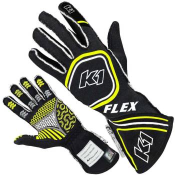K1 RaceGear - K1 RaceGear Flex Nomex Driver's Gloves - Black/FLO Yellow - Small