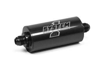System 1 - System 1 Medium Billet in-Line Fuel Filter - 35 Micron - Stainless Element - 8 AN Male Inlet - 8 AN Male Outlet - Black