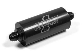 System 1 - System 1 Medium Billet in-Line Fuel Filter - 75 Micron Stainless Screen - 8 AN Male Inlet - 8 AN Male Outlet - Black