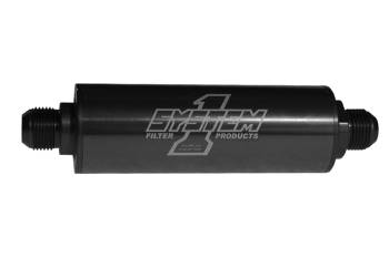 System 1 - System 1 Long Billet In-Line Fuel Filter - 75 Micron Stainless Screen - 10 AN Male Inlet - 10 AN Male Outlet - Black