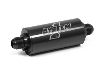 System 1 - System 1 Long Billet In-Line Fuel Filter - 35 Micron - Stainless Element - 8 AN Male Inlet - 8 AN Male Outlet - Black