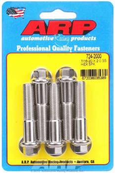 ARP - ARP Bolts - 2.000" Long - Hex Head - Stainless - Polished - Universal - (Set of 5)
