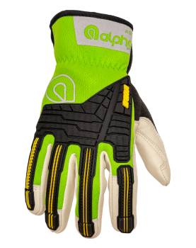 Alpha Gloves - Alpha AG13 Vibe Leather Impact Gloves - Green/White - X-Large