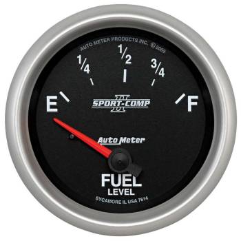 Auto Meter - Auto Meter Sport-Comp II Fuel Level Gauge - 0-90 ohm - Electric - Analog - Short Sweep - 2-5/8" Diameter - Black Face