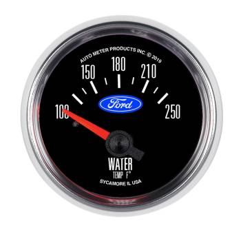 Auto Meter - Auto Meter Water Temperature Gauge - Mechanical - Analog - Short Sweep - 2-1/16" Diameter - Ford Logo - Black Face