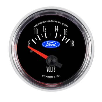 Auto Meter - Auto Meter Voltmeter - Electric - Analog - Short Sweep - 2-1/16" Diameter - Ford Logo - Black Face