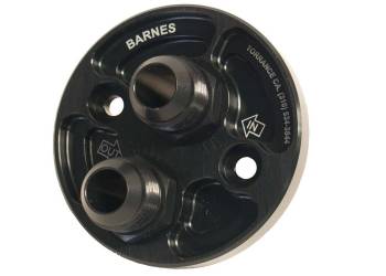 Barnes Systems - Barnes Systems Blockoff Oil Filter Adapter - Bolt-On - 12 AN Male Inlet - Aluminum - Black - Small Block Chevy