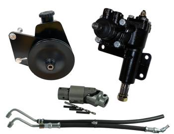 Borgeson - Borgeson Power Steering Box - 14 to 1 Ratio - 1-1/8" Pitman Shaft - Brackets/Joints/Lines/Pump - Iron - Black Paint - Mopar RB-Series
