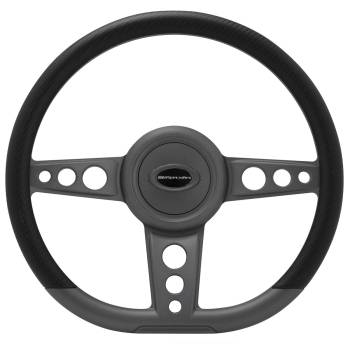 Billet Specialties - Billet Specialties Trans Am Steering Wheel - D-Shaped - 14" Diameter - 3 Spoke - 2" Dish - Aluminum - Gray