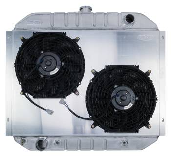 Cold-Case Radiators - Cold-Case Radiators Radiator and Fan - Passenger Side Inlet - Driver Side Outlet - Aluminum - Polished - Automatic
